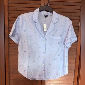 GAP Short Sleeve Button-Down Pajama Top w/ matching shorts